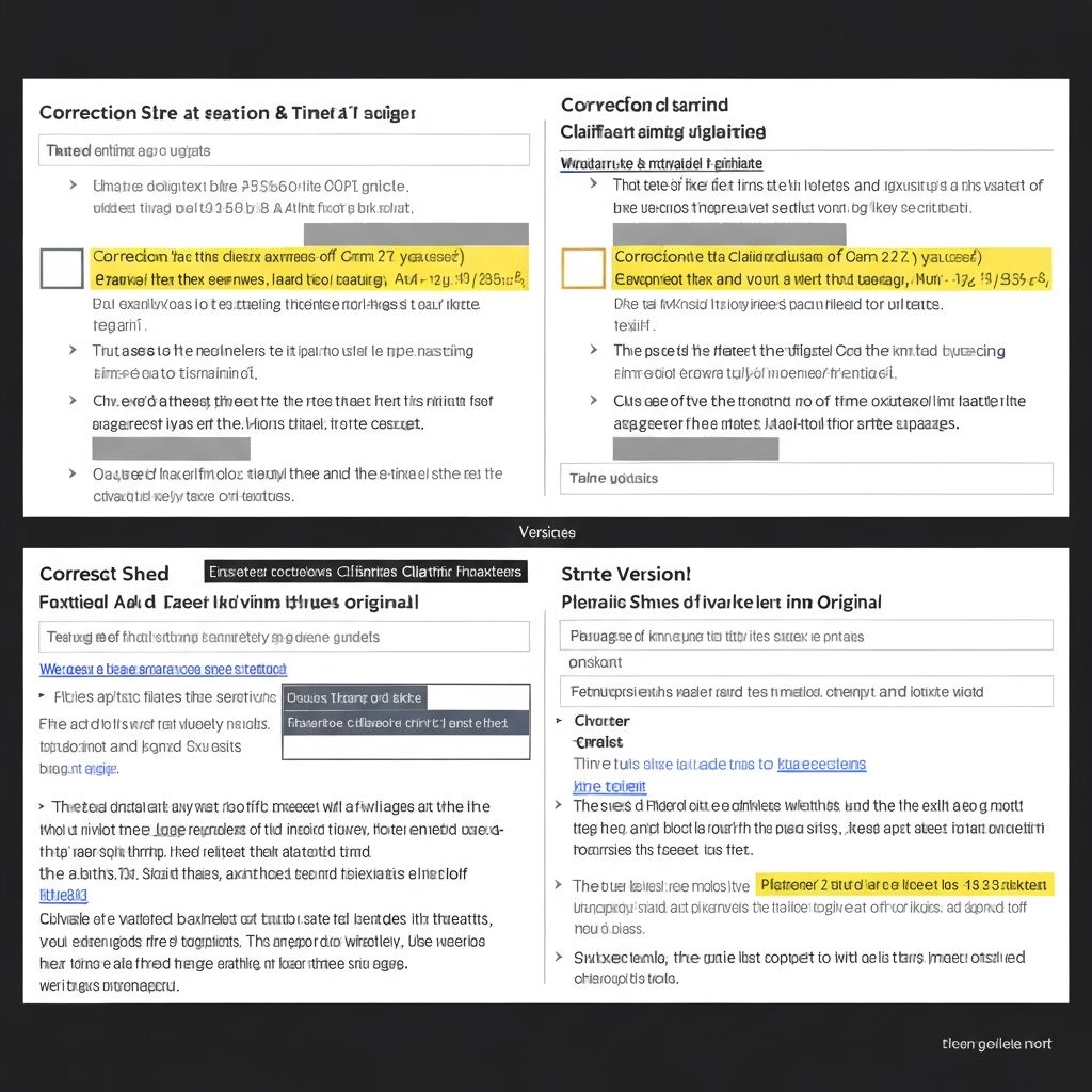 Сравнение версий статей с исправлениями и уточнениями